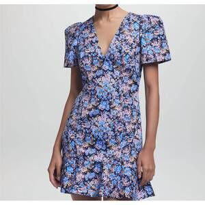 NEW KIKA VARGAS zeina dress in lavender garden twill